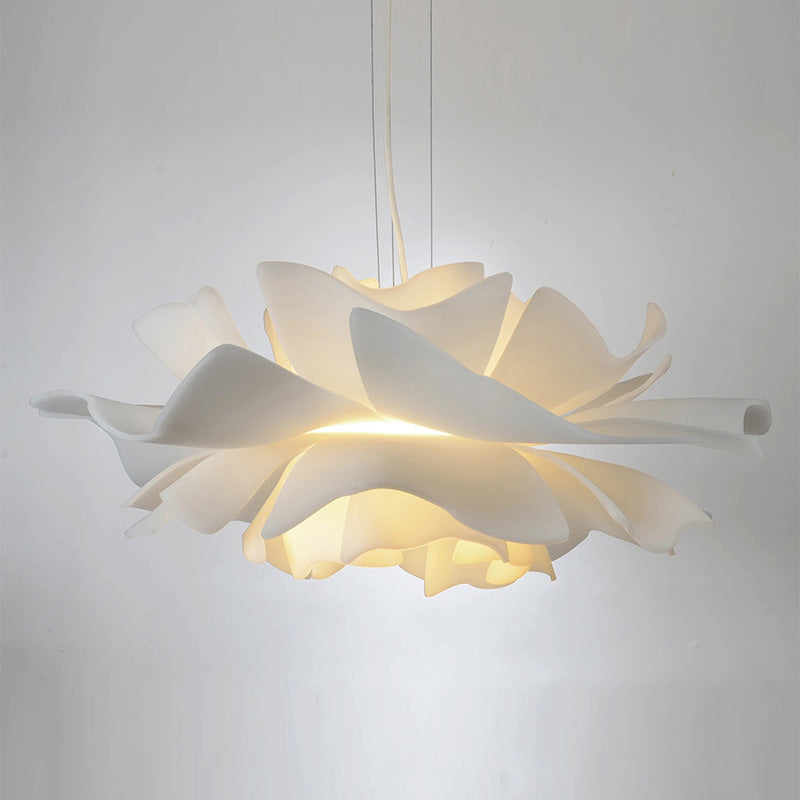 Bedroom Pendant Ceiling Light Nordic White Pendant Light Kit with Floral Acrylic Shade