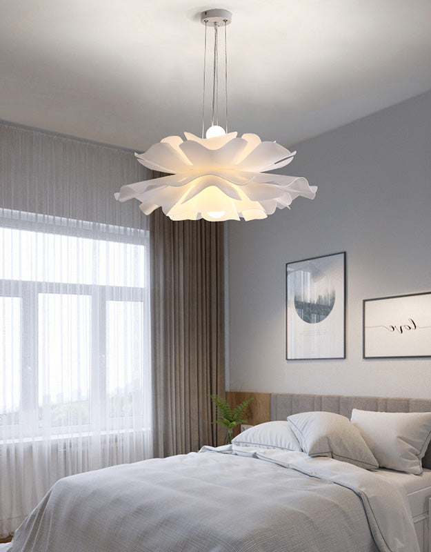 Bedroom Pendant Ceiling Light Nordic White Pendant Light Kit with Floral Acrylic Shade