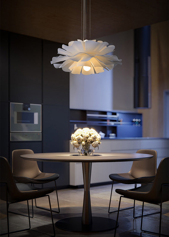 Bedroom Pendant Ceiling Light Nordic White Pendant Light Kit with Floral Acrylic Shade