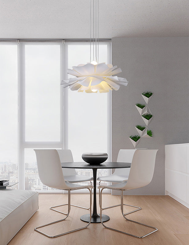 Bedroom Pendant Ceiling Light Nordic White Pendant Light Kit with Floral Acrylic Shade