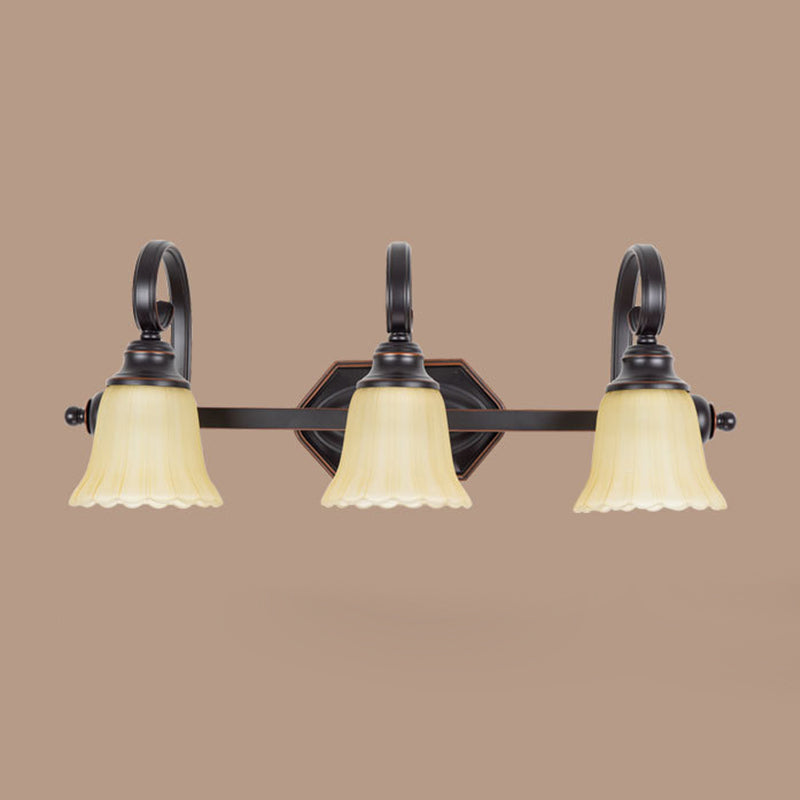 Simplicité traditionnelle Bell Vanity Sconce Lights Ribbed Glass Wall Mount luminaire