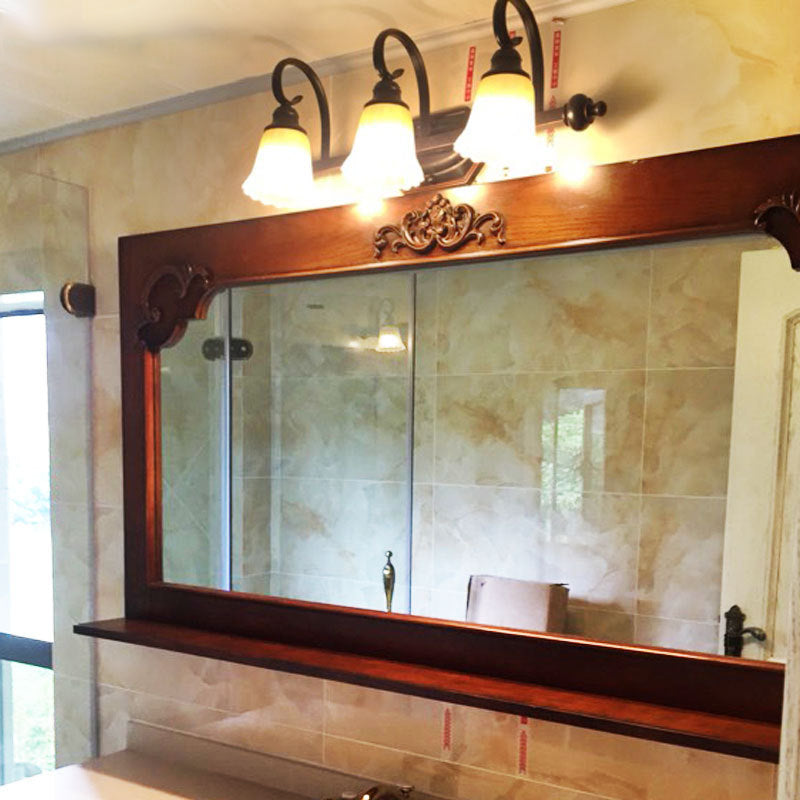 Simplicité traditionnelle Bell Vanity Sconce Lights Ribbed Glass Wall Mount luminaire