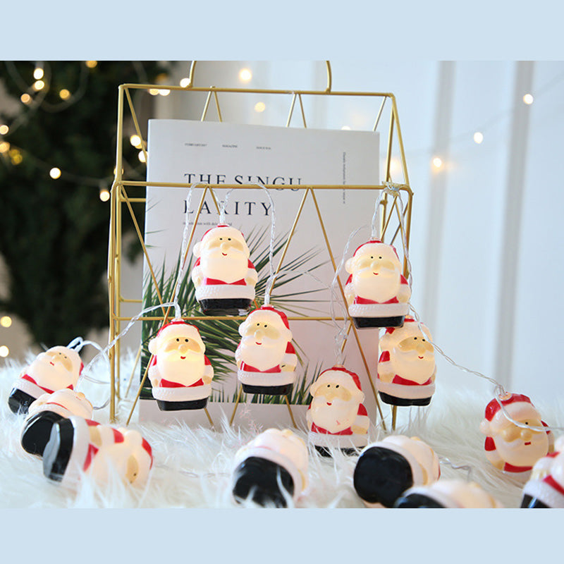 Cartoon Santa Claus Christmas Lamp Plastic Indoor LED String Light in Red