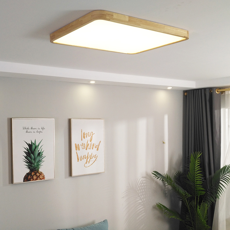 Geometrical Wooden Flush Ceiling Light Fixtures 1-Light Modern Style Flush Light Fixtures