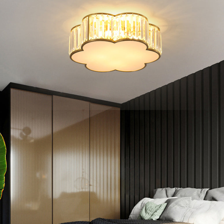 Plafonnier en laiton et cristal de Style rétro colonial, montage encastré en cuivre pour le salon