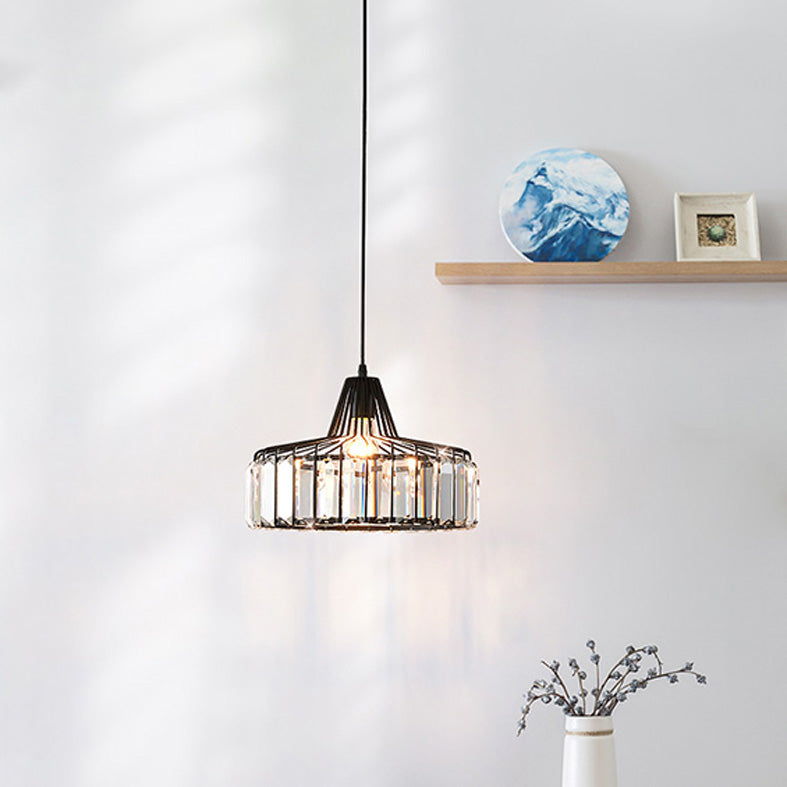 Trommelförmige Kristallhänge Deckenleuchte minimalistische Anhängerbeleuchtung im Stil