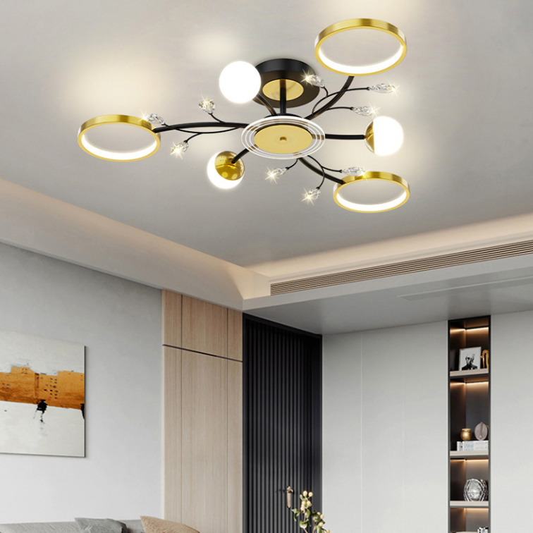 Black Sputnik Flush Mount Ceiling Light Modern Aluminum Flush Light for Living Room