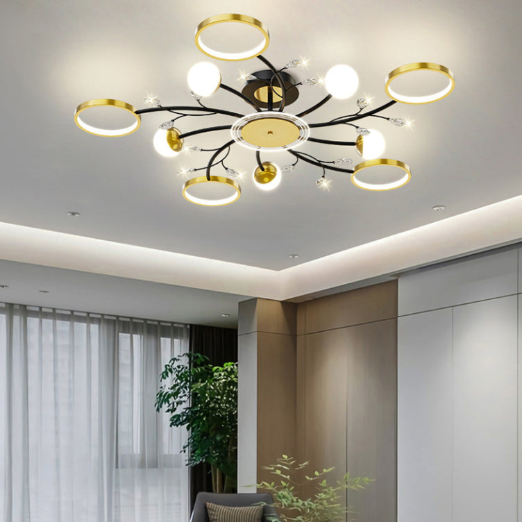 Black Sputnik Flush Mount Ceiling Light Modern Aluminum Flush Light for Living Room