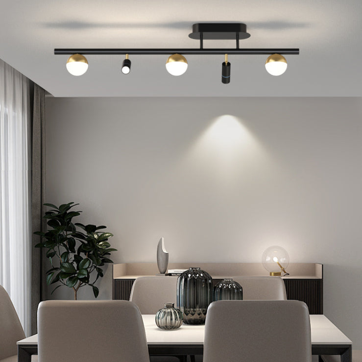 Wrought Iron Track Lighting Modern Linear Ceiling Mounted Lamp for Dining Room