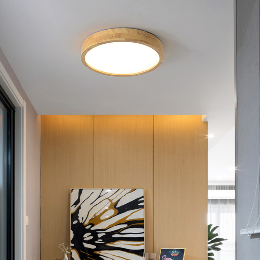 Modern Style Geometrical Flush Mount Lighting Wood 1-Light Flush Mount Led Light