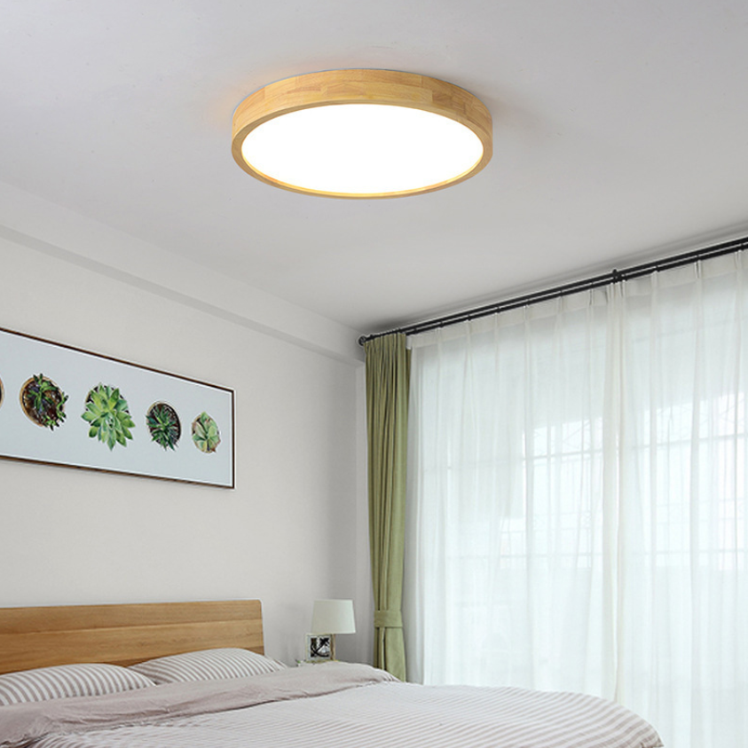 Modern Style Geometrical Flush Mount Lighting Wood 1-Light Flush Mount Led Light