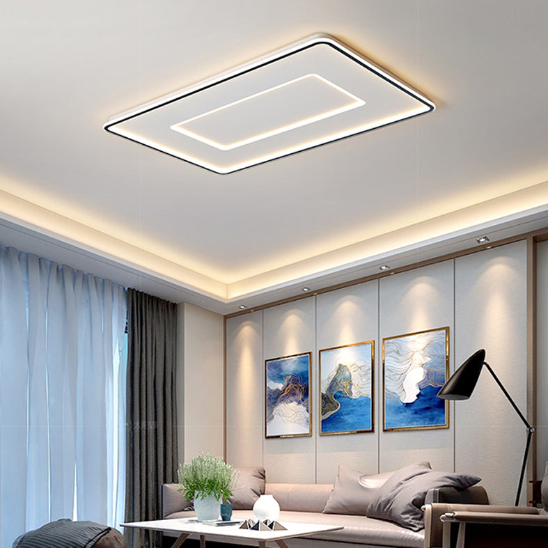 Luminaire de plafond encastré carré contemporain en métal pour chambre à coucher
