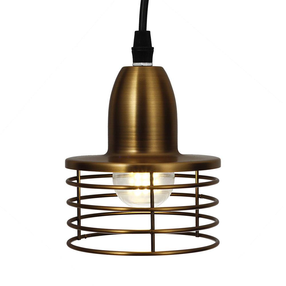 1 éclairage à tambour léger avec nuance à cage de fil industriel rétro noir / bronze plafond en métal pendentif pour la cuisine