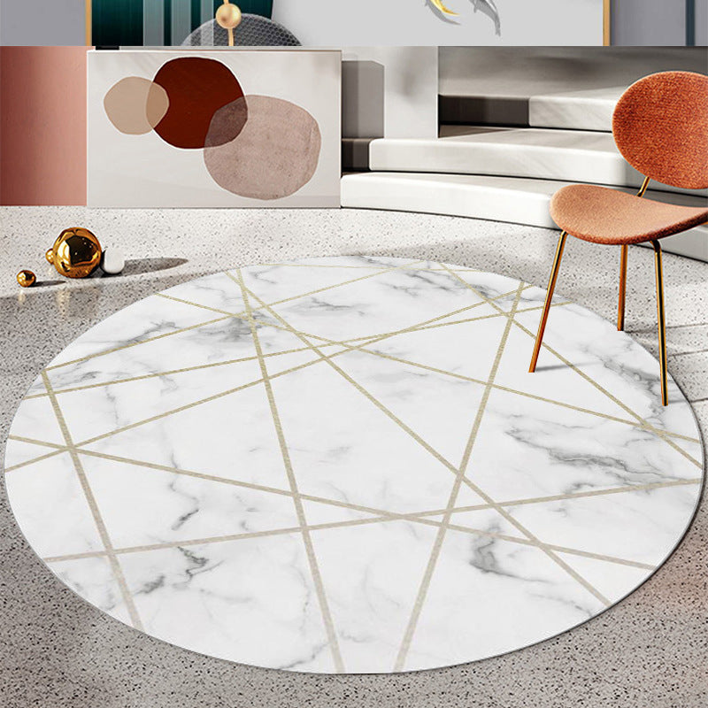 Round Geometry Print Carpet Polyester Nordic Area Rug Non-Slip Backing Indoor Carpet for Living Room