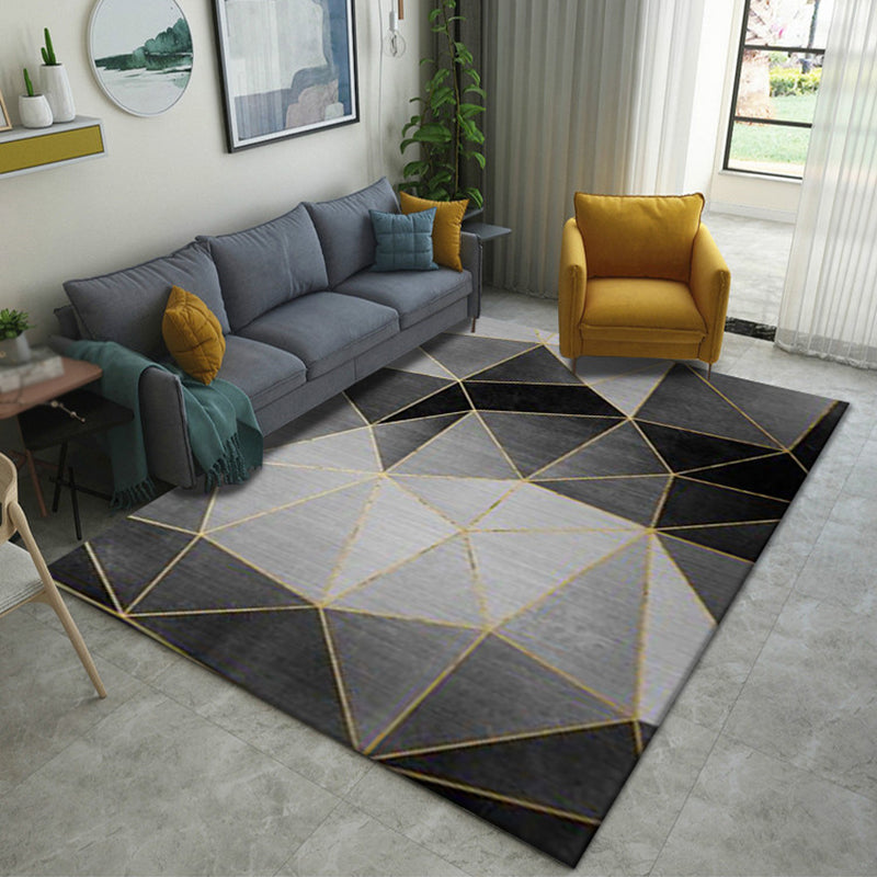 Minimalist Graphic Print Rug Polyester Area Carpet Pet Friendly Indoor Rug for Home Decoration