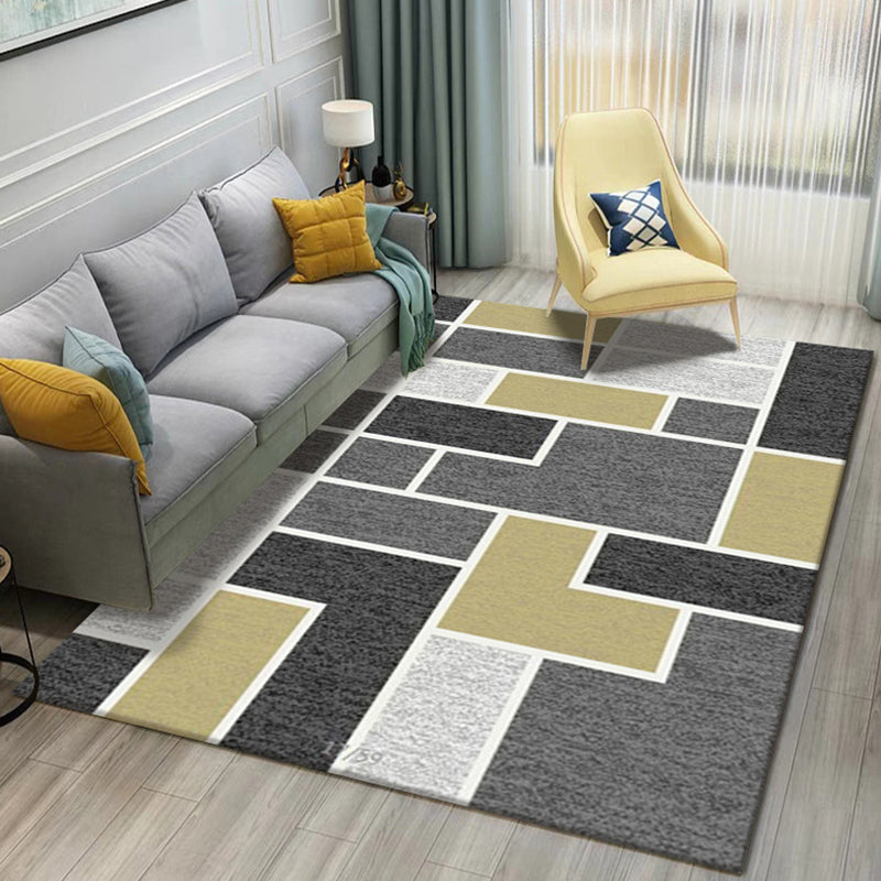 Minimalist Graphic Print Rug Polyester Area Carpet Pet Friendly Indoor Rug for Home Decoration