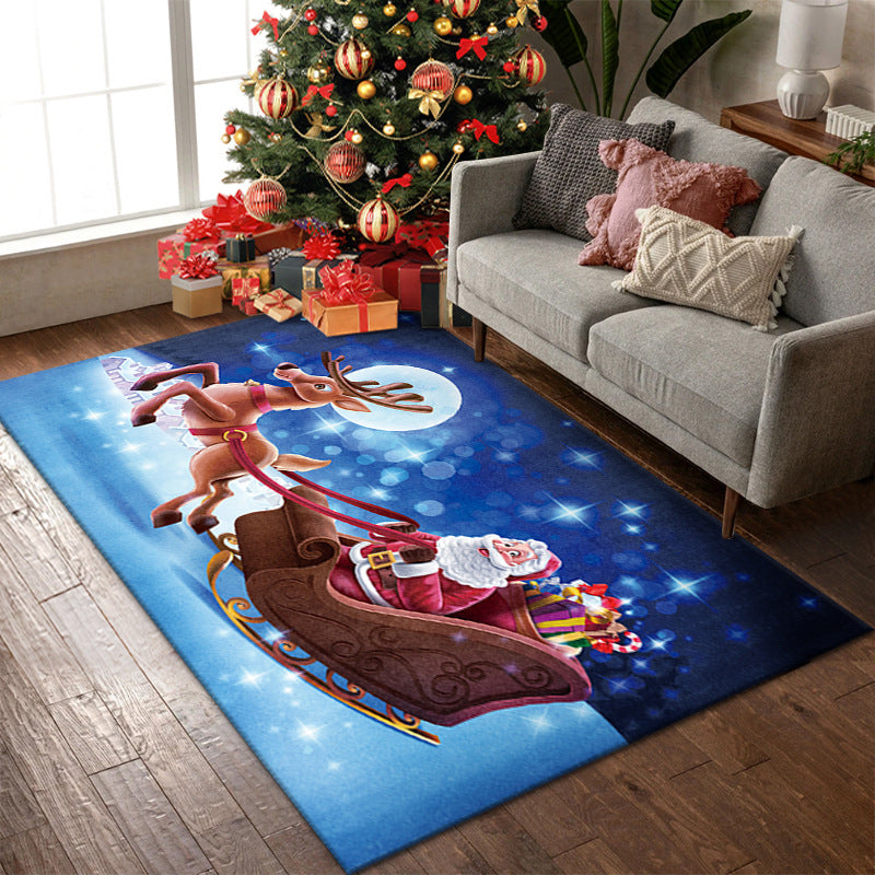 Red Contemporary Rug Polyester Christmas Area Rug Stain Resistant Rug for Living Room