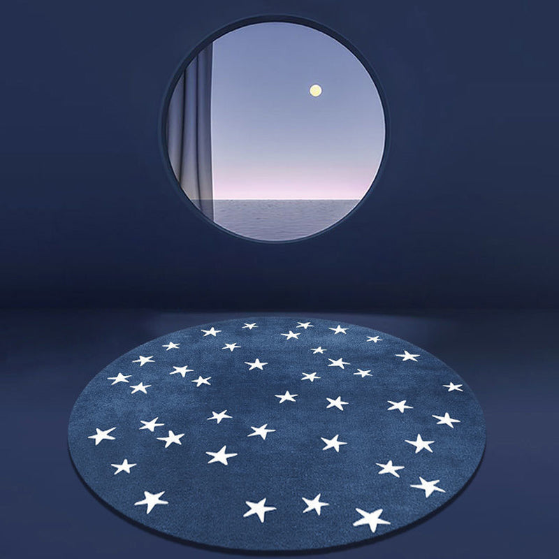 Artistic Indoor Rug Star Print Washable Carpet Living Room Polyster Rug with Non-Slip Backing