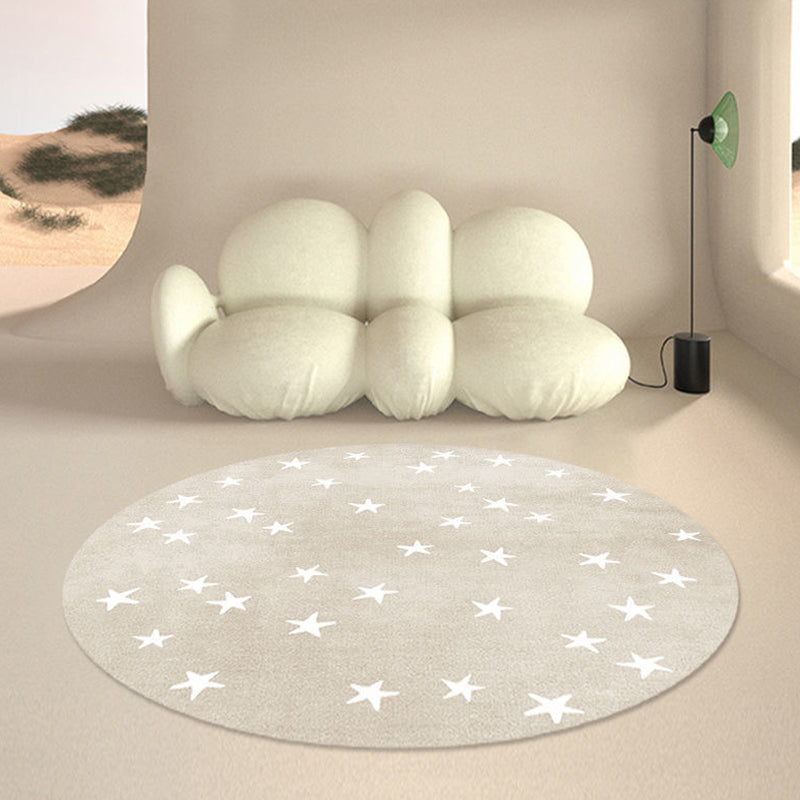 Artistic Indoor Rug Star Print Washable Carpet Living Room Polyster Rug with Non-Slip Backing