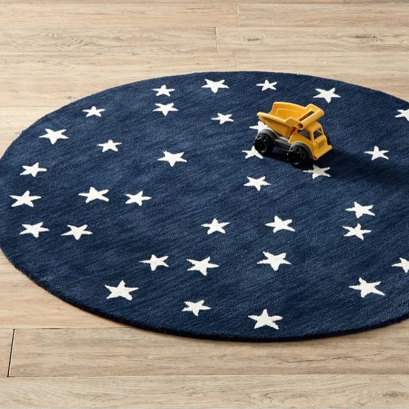Artistic Indoor Rug Star Print Washable Carpet Living Room Polyster Rug with Non-Slip Backing