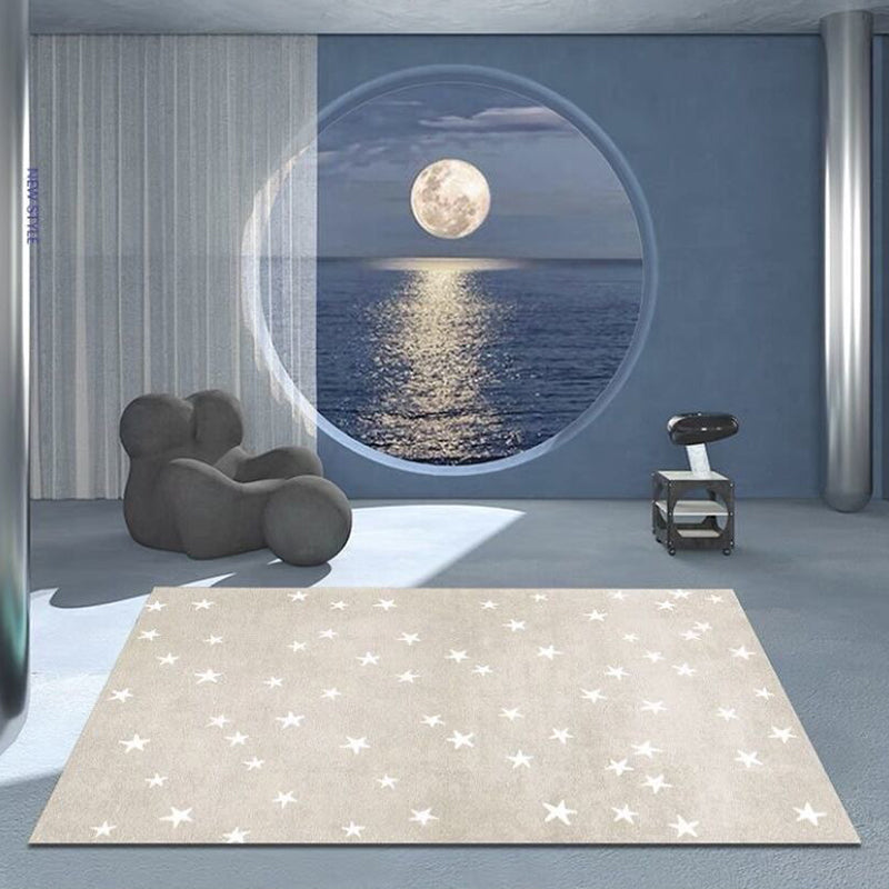 Funky Indoor Rug All-Over Star Print Rug Polyster Non-Slip Backing Area Carpet for Living Room
