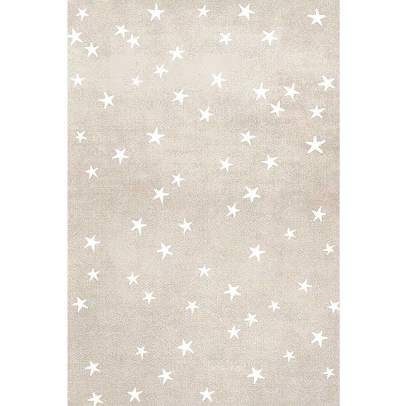 Funky Indoor Rug All-Over Star Print Rug Polyster Non-Slip Backing Area Carpet for Living Room
