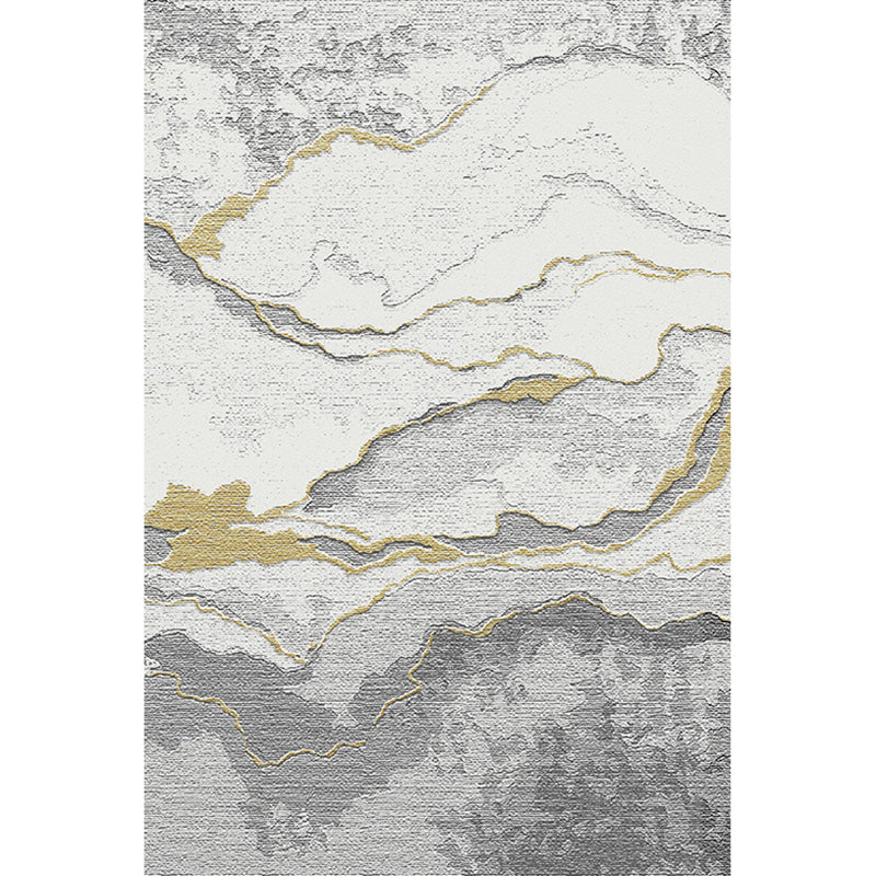 Contemporary Ink Painting Carpet Polyester Area Rug Non-Slip Backing Indoor Carpet for Living Room