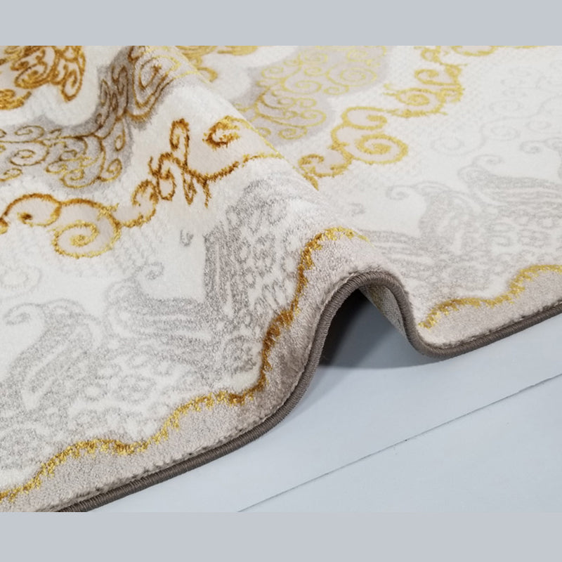 Rapis bleu traditionnel Rapier antique Rapier polyester Tapis résistant aux taches pour la décoration intérieure