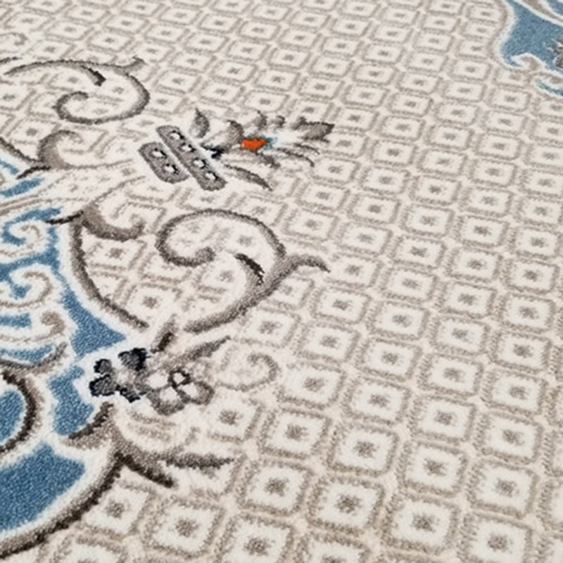 Rapis bleu traditionnel Rapier antique Rapier polyester Tapis résistant aux taches pour la décoration intérieure