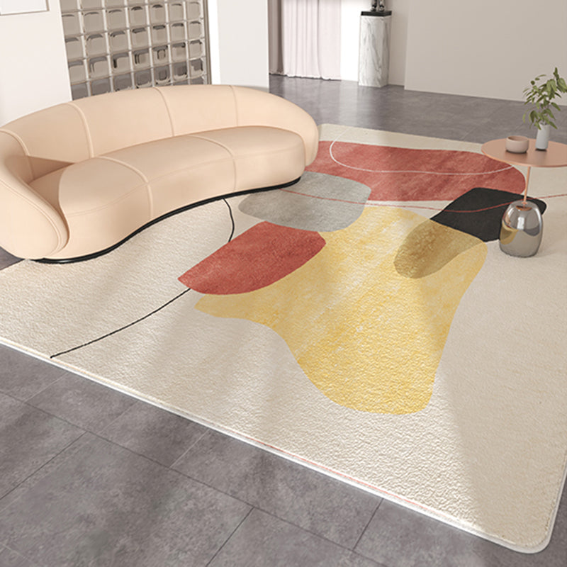 Moderner Farbblock-Teppich in Beige, Polyester-Teppich mit rutschfester Rückseite für die Inneneinrichtung