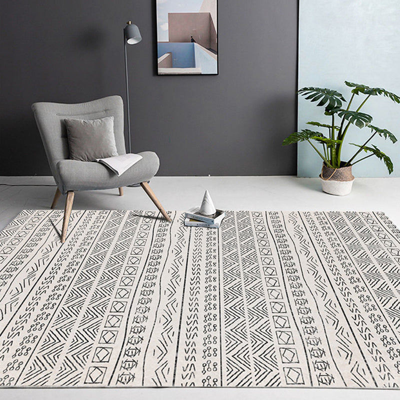 Bohemian Minimalist Tribal Print Rug Polyester Carpet Stain Resistant Indoor Rug for Living Room