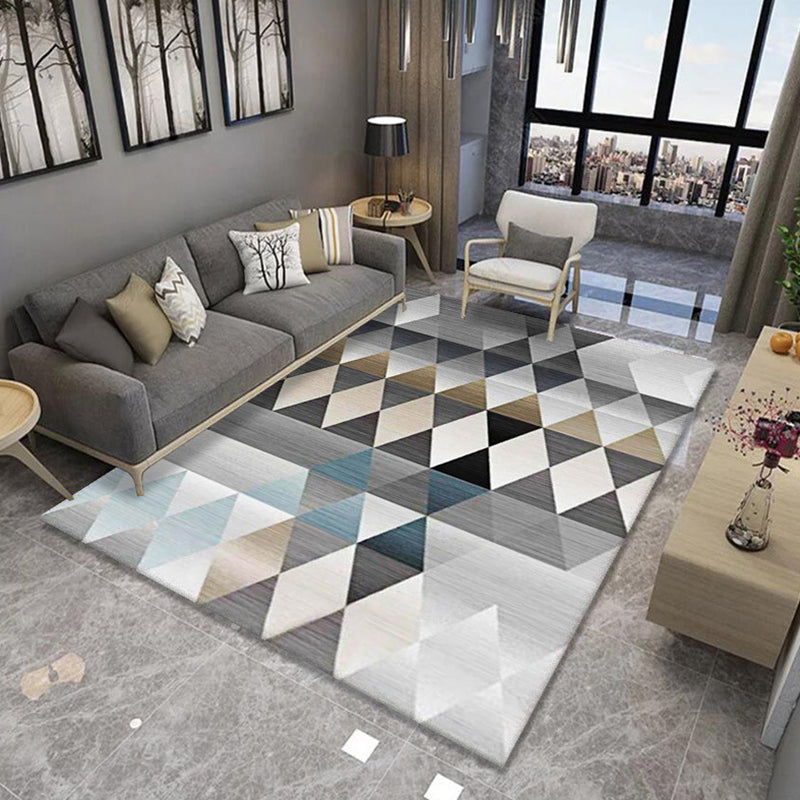 Simple Geometry Pattern Rug Polyester Carpet Non-Slip Backing Indoor Carpet for Home Decoration
