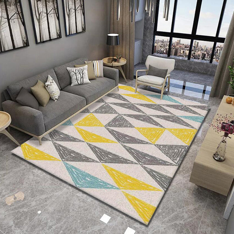 Simple Geometry Pattern Rug Polyester Carpet Non-Slip Backing Indoor Carpet for Home Decoration