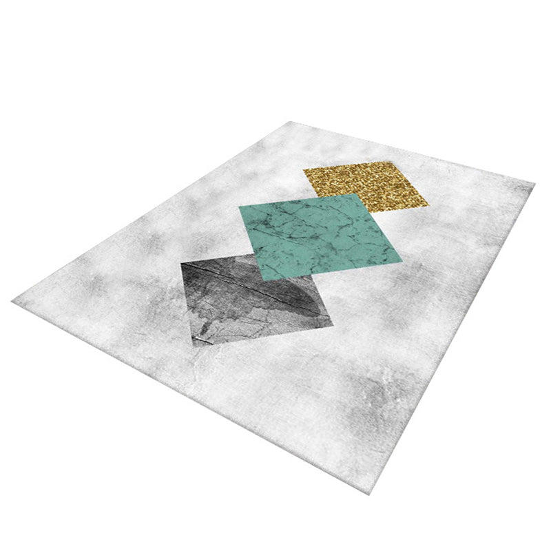 Simple Geometry Pattern Rug Polyester Carpet Non-Slip Backing Indoor Carpet for Home Decoration