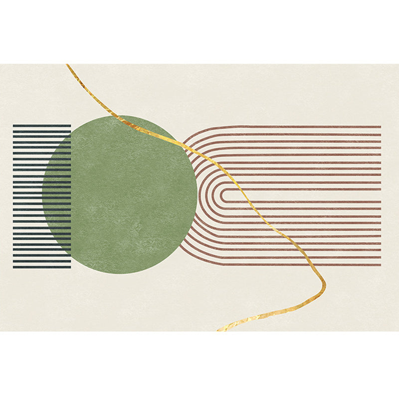 Green Modern Area Rug Color Block Polyester Rug Non-Slip Backinng Carpet for Living Room