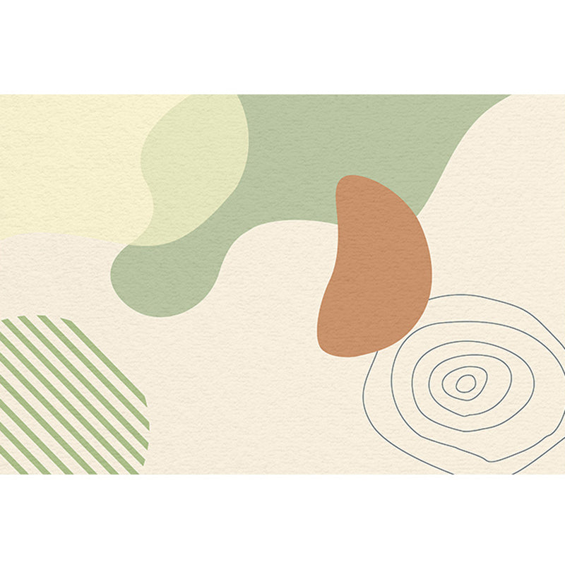Green Modern Area Rug Color Block Polyester Rug Non-Slip Backinng Carpet for Living Room
