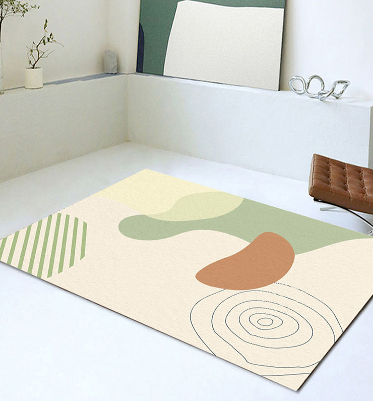Green Modern Area Rug Color Block Polyester Rug Non-Slip Backinng Carpet for Living Room