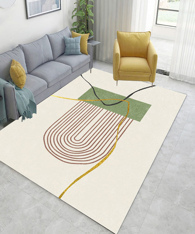 Green Modern Area Rug Color Block Polyester Rug Non-Slip Backinng Carpet for Living Room
