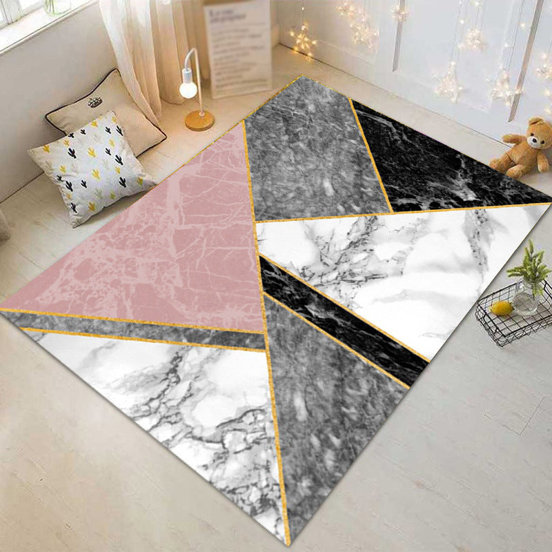 Contemporary Geometric Print Rug Polyester Area Carpet Non-Slip Backing Indoor Rug for Living Room