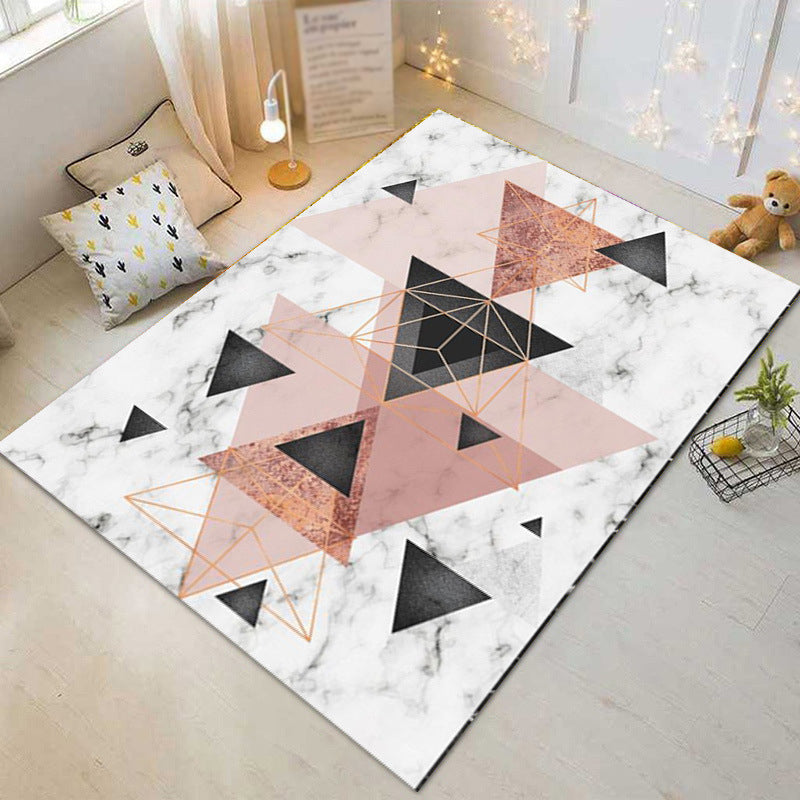 Contemporary Geometric Print Rug Polyester Area Carpet Non-Slip Backing Indoor Rug for Living Room