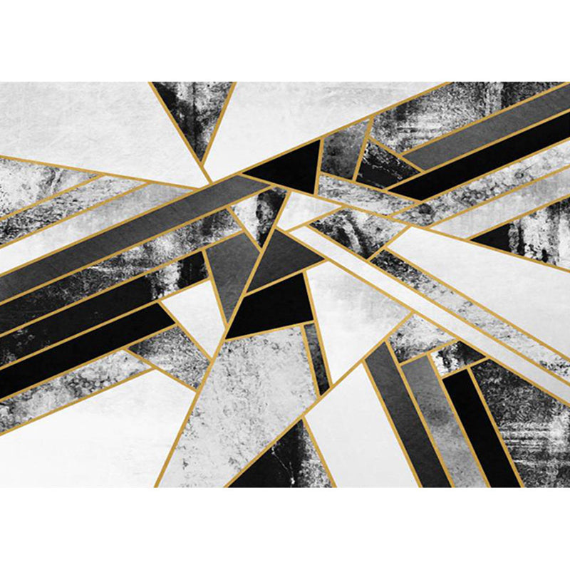 Contemporary Geometric Print Rug Polyester Area Carpet Non-Slip Backing Indoor Rug for Living Room
