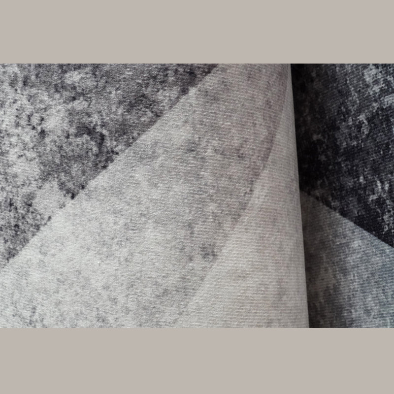 Grey Living Room Area Rug Geometric Print Polyester Area Carpet Non-Slip Backing Rug for Home Decor