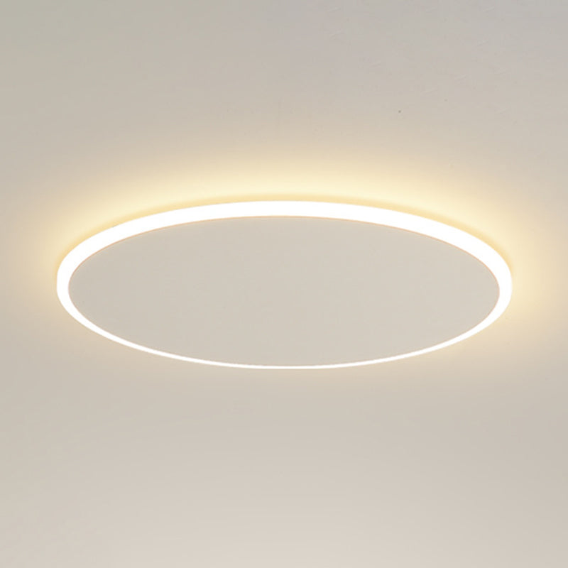 Modern Style Round Disc Led Flush Mount Fixture Metal 1 Light in white for Living Room