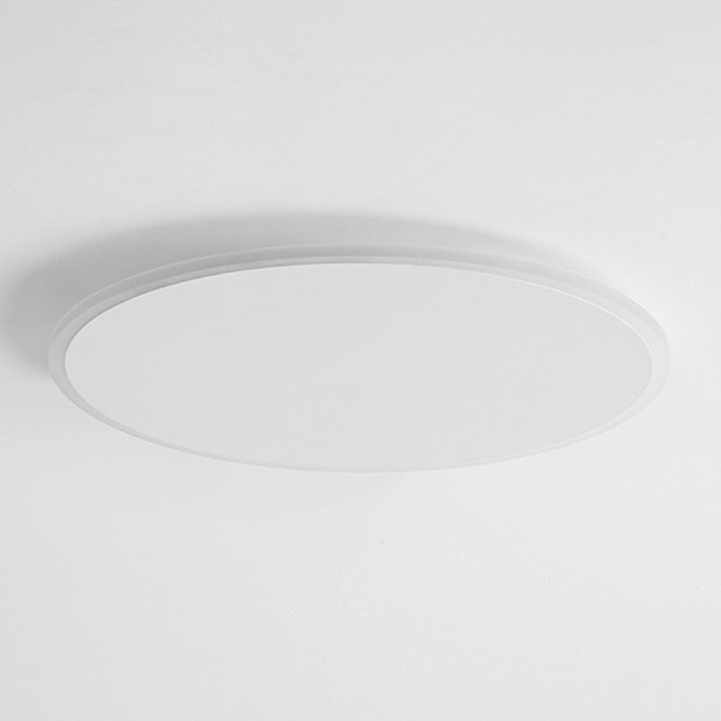 Modern Style Round Disc Led Flush Mount Fixture Metal 1 Light in white for Living Room