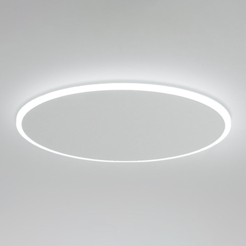 Modern Style Round Disc Led Flush Mount Fixture Metal 1 Light in white for Living Room