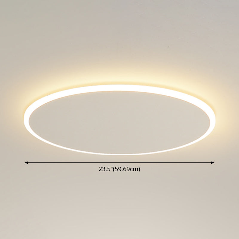 Modern Style Round Disc Led Flush Mount Fixture Metal 1 Light in white for Living Room