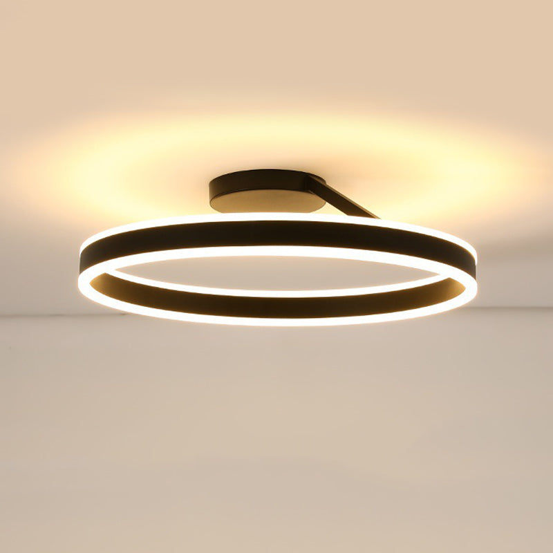 Luz empotrada LED de metal 1 luz de montaje semi empotrado de anillo de estilo moderno