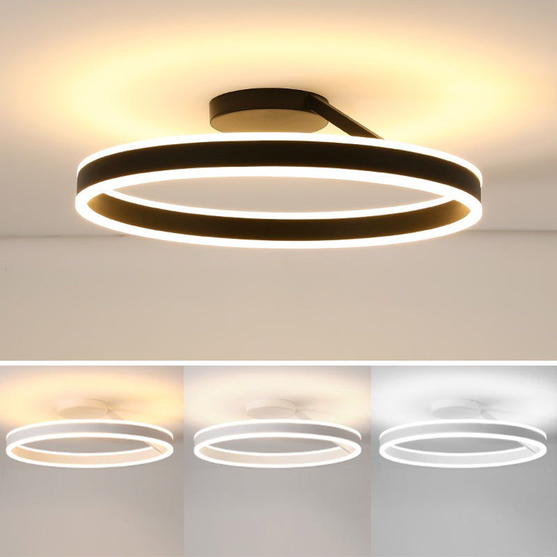 Modern Style Ring Semi Flush Mount Light Metal 1 Light Led Flush Light