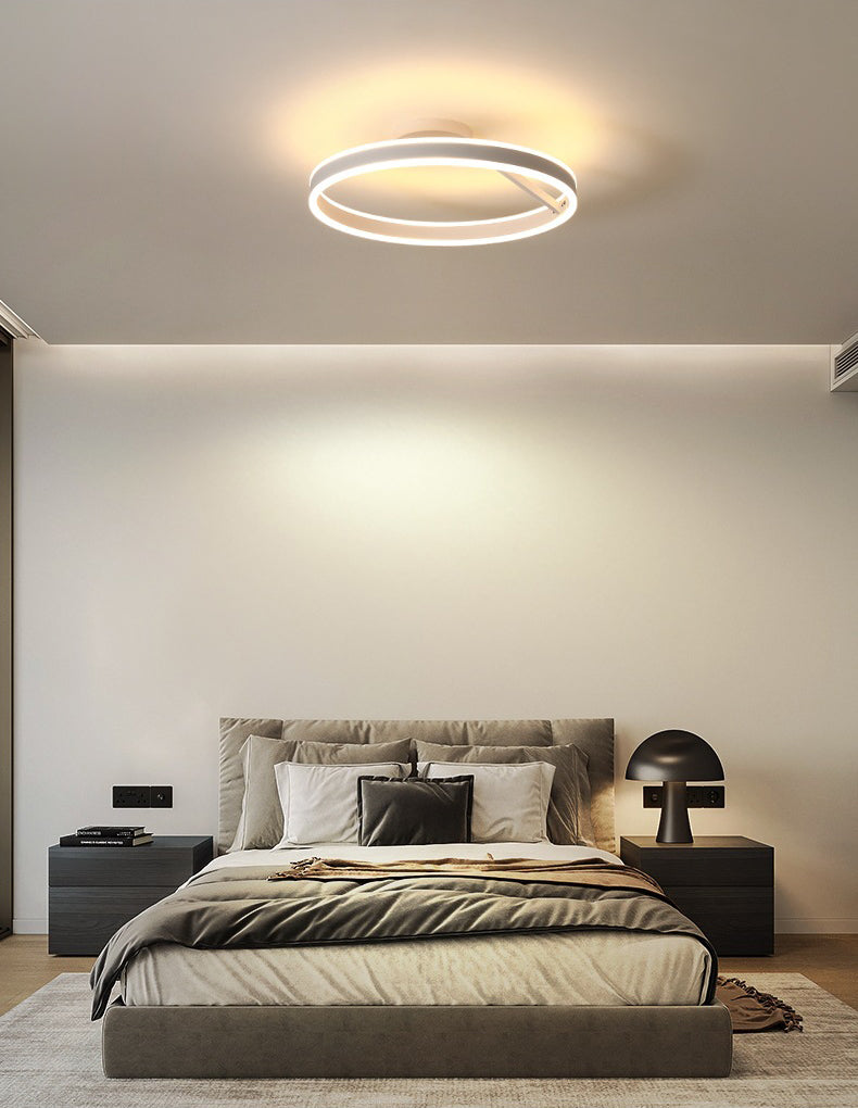 Modern Style Ring Semi Flush Mount Light Metal 1 Light Led Flush Light