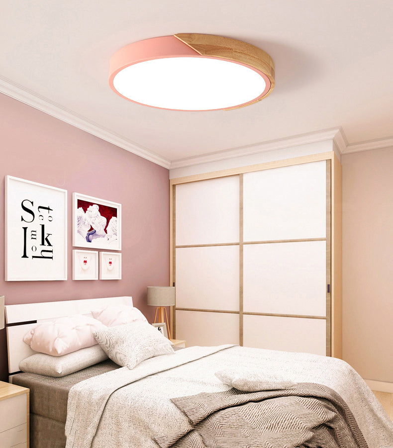 Metal Round Flush Mount Fixture Modern Style 1Head Led Flush Light for Bedroom